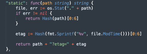 static cache go template function